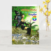 誕生日は妖精からの娘の年齢6を望みます カード (黄色い花)