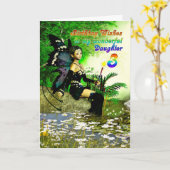 誕生日は妖精から娘3歳を願う カード (黄色い花)