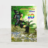 誕生日は妖精から10歳の姪を望む カード (正面)