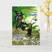 誕生日は妖精から4歳の娘を願う カード (黄色い花)
