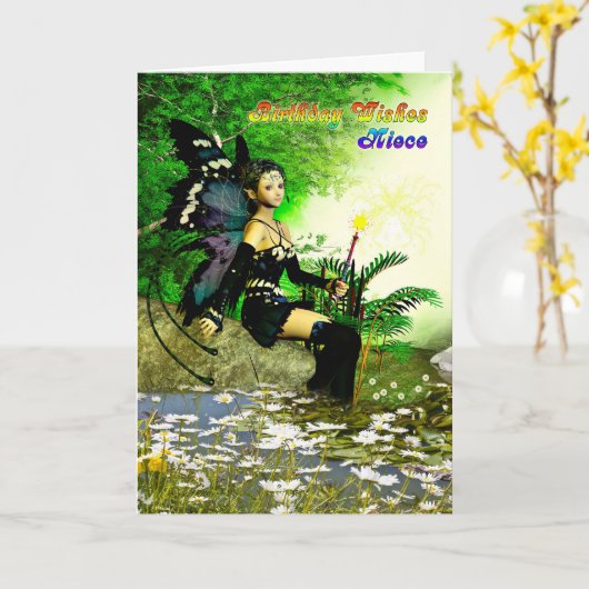 誕生日は妖精の姪を願う カード (黄色い花)
