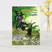 誕生日は妖精の娘を願う カード (黄色い花)