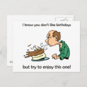 誕生日は嫌い/嫌い?中年の誕生日! ポストカード (正面/裏面)