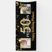 誕生日は完全に黒い金ゴールド星に熟成 横断幕 (縦)