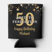 誕生日は完全に黒い金ゴールド星に熟成 缶クーラー (正面)