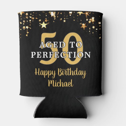 誕生日は完全に黒い金ゴールド星に熟成 缶クーラー (裏面)