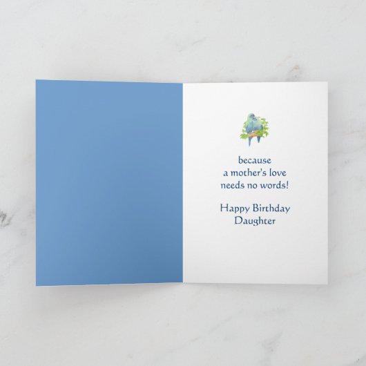 誕生日は母オウムの鳥からの娘を望みます カード (内部)