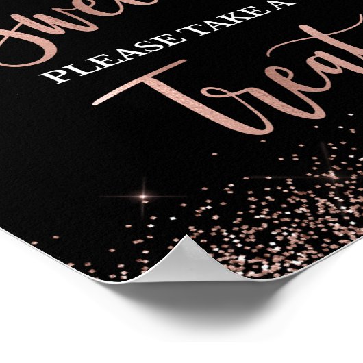 誕生日は甘いバラ金ゴールドと黒のパーティーサイン ポスター