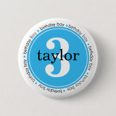 誕生日は男の子の名前及び年齢とパーソナライズボタンがかかります 缶バッジ (正面)