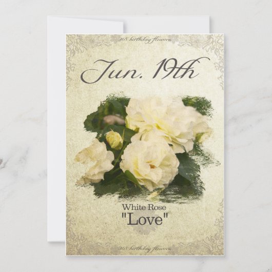 誕生日は白いバラ6月19日""に開花します カード (正面)