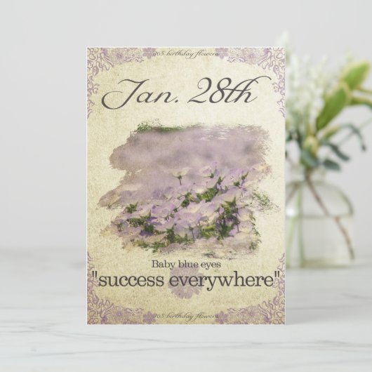 誕生日は目1月28日"空色"のに開花します カード (スタンド正面)