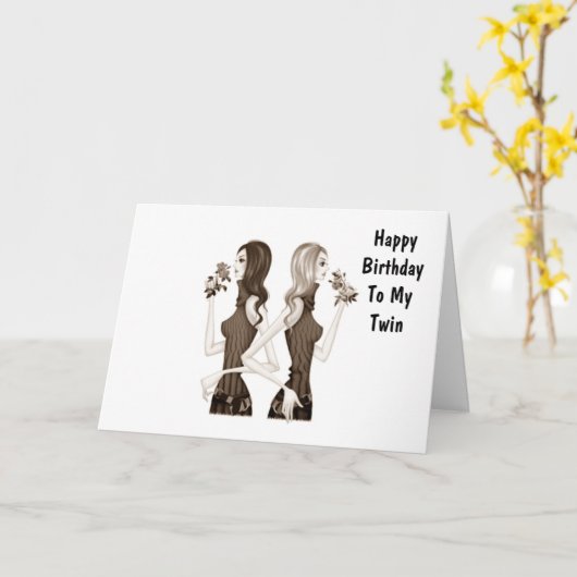 誕生日は私の双子の妹への願い カード (黄色い花)