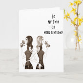 **誕生日は私の双子の**妹に願う** カード (黄色い花)