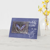 誕生日は私の妹と青の蝶に願う カード (黄色い花)