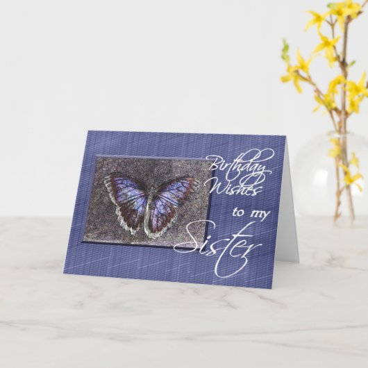 誕生日は私の妹と青の蝶に願う カード (黄色い花)