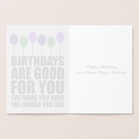 誕生日は良いおもしろい誕生日銀 箔カード (内部)
