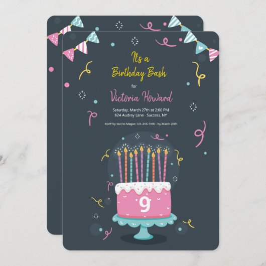 誕生日は誕生会の良否を明りにすかして調べます 招待状 (正面/裏面)