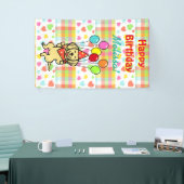 誕生日は黄色いラブラドールの旗を風船のようにふくらませます 横断幕 (トレードショー)