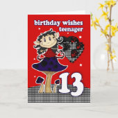 誕生日は10代の若者、13を挨拶状を望みます カード (黄色い花)