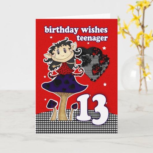 誕生日は10代の若者、13を挨拶状を望みます カード (黄色い花)