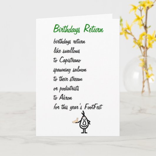 誕生日は-おもしろいな誕生日の詩を戻します カード (黄色い花)