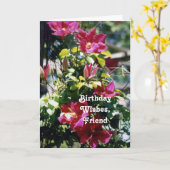 誕生日は、友人、かわいらしいクレマチスの開花望みます。 カード (黄色い花)