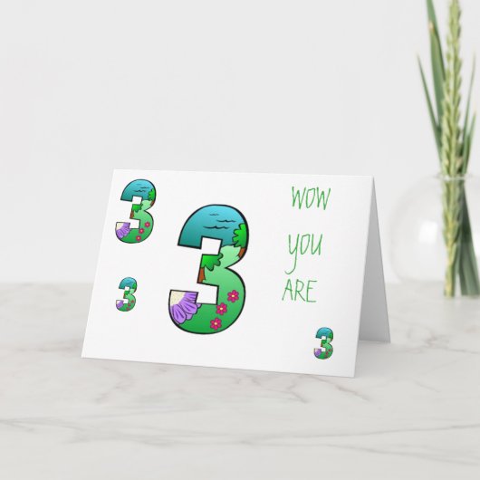 誕生日は**3**年の特別な年齢を希望しています カード (正面)