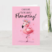 誕生日はFlamingo素晴らしいおもしろいでパーソナライズ カード (正面)