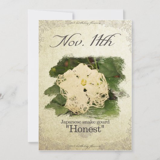 誕生日はNov.11th "日本のなヘビのひょうたん"で開花します カード (正面)