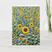 誕生日ひまわりと野草畑 カード (正面)