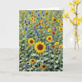 誕生日ひまわりと野草畑 カード (黄色い花)
