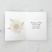 誕生日ひまわりブーケオンブリックウォール カード (内部)