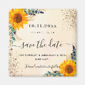 誕生日ひまわりユーカリ金ゴールド保存日 マグネット (正面)