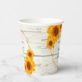 誕生日ひまわり素朴な木白名 紙コップ (右)