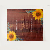 誕生日ひまわり素朴な褐色木ユーカリ タペストリー (正面(横))
