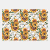 誕生日ひまわり&ミツバチ名を追加3ギフト ラッピングペーパーシート (正面3)