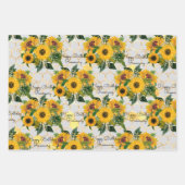 誕生日ひまわり&ミツバチ名を追加3ギフト ラッピングペーパーシート (正面2)