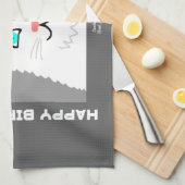 誕生日ふわふわ白猫キッチンタオル キッチンタオル (四つ折り)