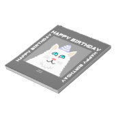 誕生日ふわふわ白猫メモ帳 ノートパッド (回転)