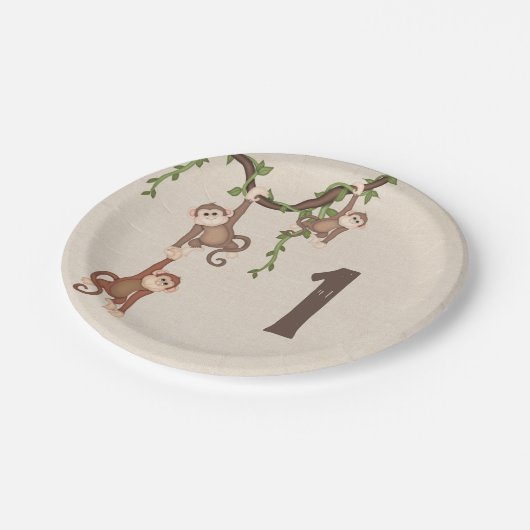 誕生日ぶら下がったサル1 ペーパープレート (アングル)