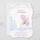 誕生日への招待と愛らしいユニコーン。 招待状 (正面)