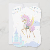 誕生日への招待と愛らしいユニコーン。 招待状 (裏面)