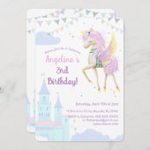 誕生日への招待と愛らしいユニコーン。 招待状 (正面/裏面)