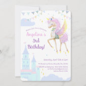 誕生日への招待と愛らしいユニコーン。 招待状 (正面)