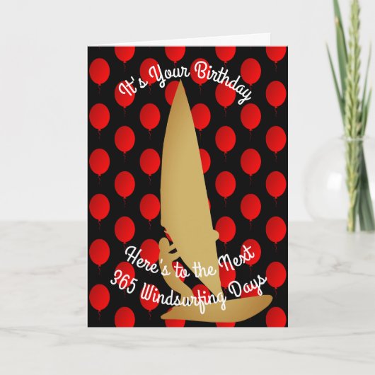 誕生日への次の365ウィンドサーフィンをする日 カード (正面)