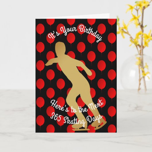 誕生日への次の365スケートで滑る日 カード (黄色い花)