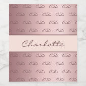 誕生日ほこりっぽいバラピンクモノグラムのパターン名 ワインラベル (シングルラベル)