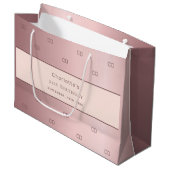 誕生日ほこりっぽいバラピンクモノグラムモダン ラージペーパーバッグ (正面アングル)