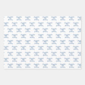 誕生日ほこりっぽい青の白の名前 ラッピングペーパーシート (正面2)