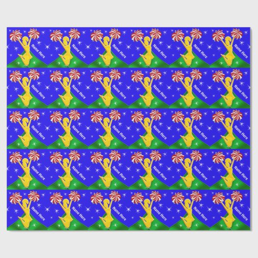 誕生日またはクリスマスのチアリーダーのラッピングペーパー ラッピングペーパー (フラット)